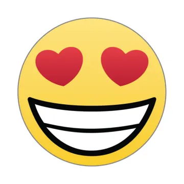 a smiley face with hearts in the eyes