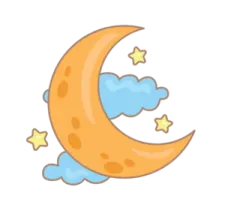 a cartoon moon with stars and clouds
