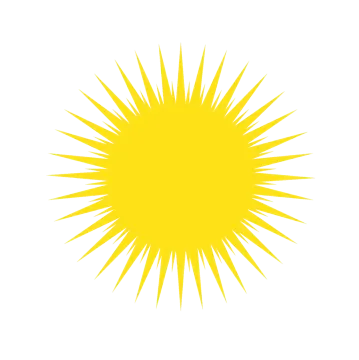 a yellow sun burst on white background