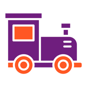 a purple and orange truck with a white background