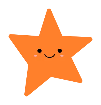 an orange star with a smiling face