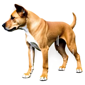 a small dog standing on a white surface