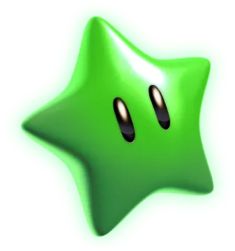 a green star on a white background
