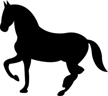 a black and white silhouette of a horse