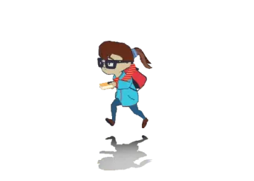 a cartoon character with a backpack on his back