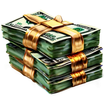 a stack of money wrapped in gold ribbon