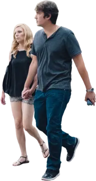 a man and a woman walking together
