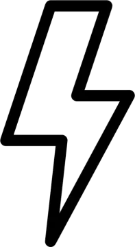a black and white lightning bolt icon