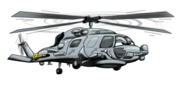 a helicopter that is flying in the air