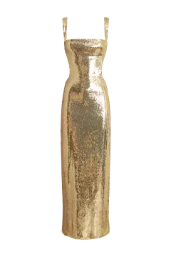 a gold dress on a white background