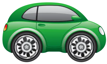 a green car with wheels