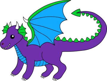 a purple dragon with green wings