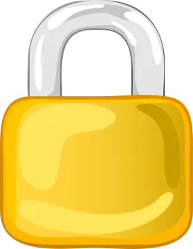 a yellow padlock on white background