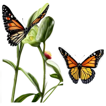 two butterflies flying over a flower
