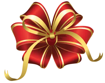 a red and gold bow