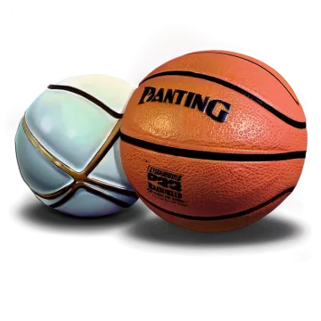 two basketball balls on a white background