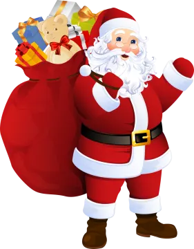 a santa claus carrying a bag full of gifts