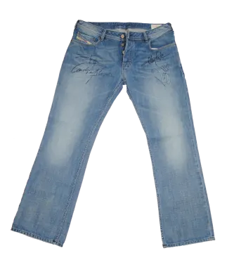 a pair of blue jeans on a white background