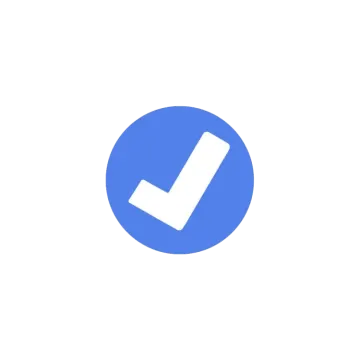 a blue circle with a check mark on it