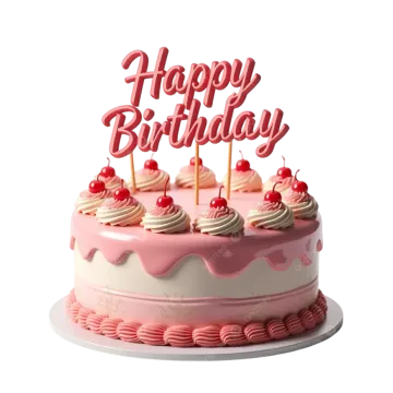 a pink birthday cake with the words happy birthday on top