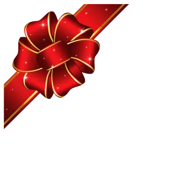 a red bow with gold stars on it