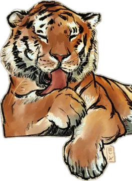 a drawing of a tiger laying down
