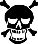 a black and white skull with cross bones