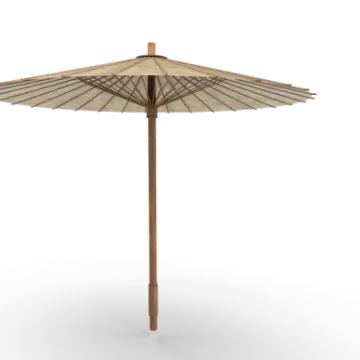 a wooden umbrella on a white background