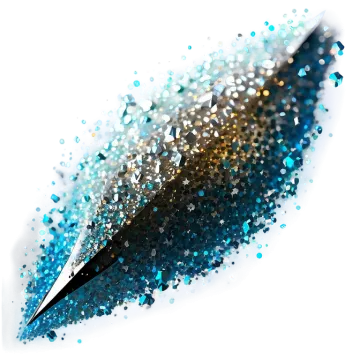 a close up of a blue and gold glitter