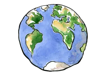 a watercolor drawing of the earth