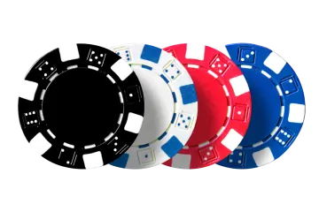 a set of poker chips on a white background