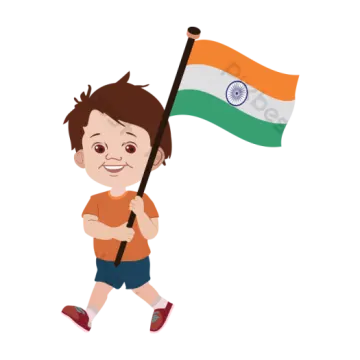 a little boy holding the indian flag