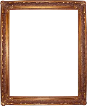 an antique gold frame on a white background