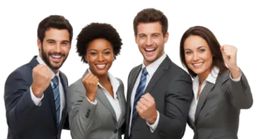 a group of business people with thumbs up