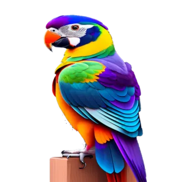 a colorful parrot sitting on top of a wooden block