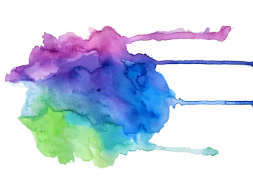 a watercolor painting of a blue and green paint