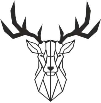 a black and white image of a deer head