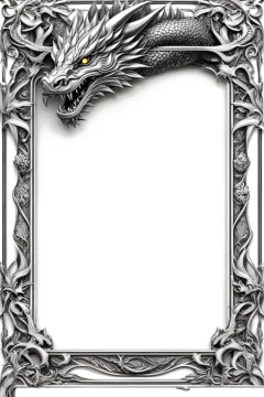 a frame with an image of a dragon on it