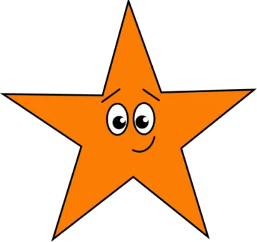 an orange star with a smiling face