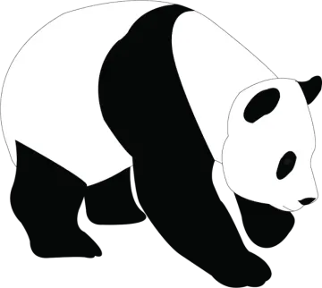 a panda bear silhouetted on a white background