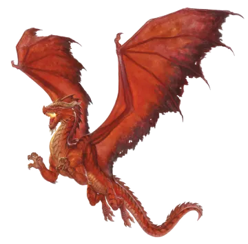 a red dragon flying in the air