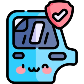 a blue car with a heart on the roof