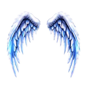 two blue wings on a white background