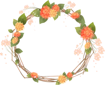a wreath with orange flowers and green leaves