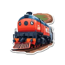 a red and black train is on the tracks