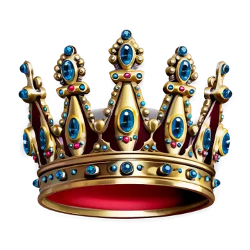 a gold crown with blue and red jewels