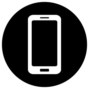 a phone icon in a black circle