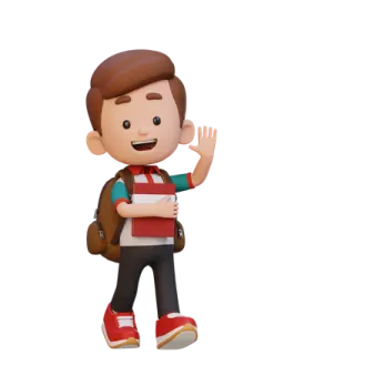 a cartoon character with a backpack