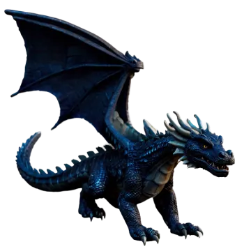 a blue dragon flying through the air