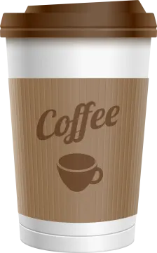 a coffee cup with the word coffee on it